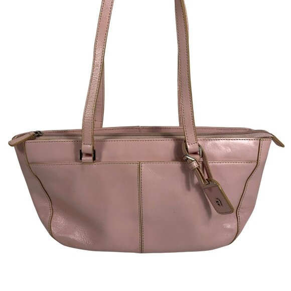 Etienne Aigner Ballet Pink Leather Shoulder Bag Zip Closure Dividers Pockets - Picture 1 of 16